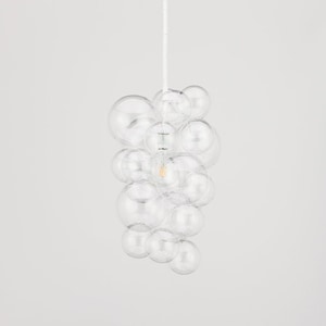 Waterfall Bubble Chandelier made by hand in the Pacific Northwest.