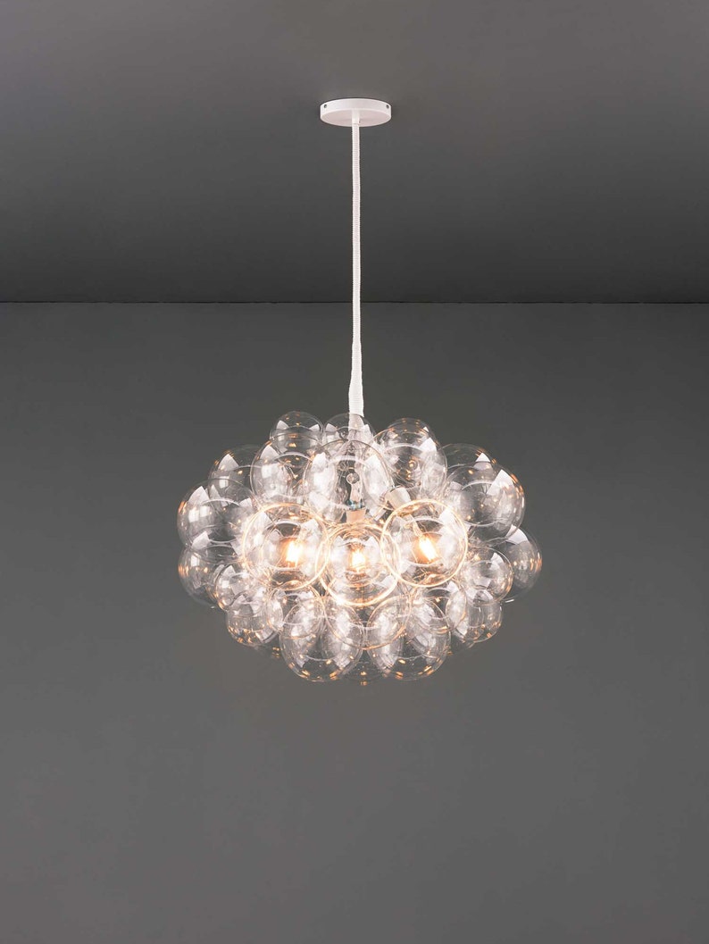 Clear 45 Bubble Chandelier made by hand in the Pacific Northwest.