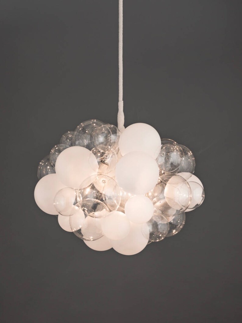 The Semi-Frosted 45 Bubble Chandelier 28 diameter  image 1
