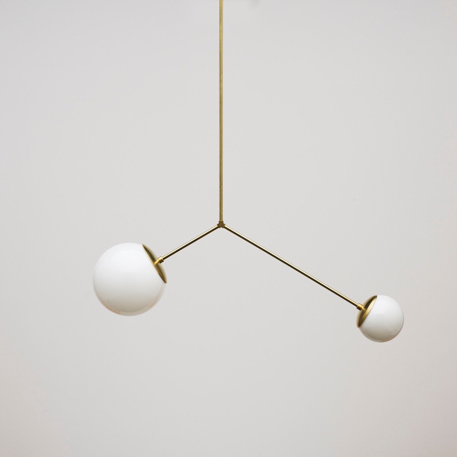 The Brass Balance Chandelier Mid Century Modern Ceiling Light Asymmetrical Solid Raw Finish