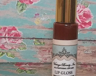 All Natural Lipgloss- Tea Leaf- Dark Flat Brown, No sparkle, Coffee, Chocolate, Brownie, Hemp Seed and Jojoba Infused, Creamy and Non-Sticky