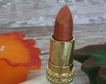 All Natural Lipstick- Pumpkin Spice- Fall Collection- Golden Red Orange with Pumpkin Shimmer- Holiday Favorite- Autumn Shade