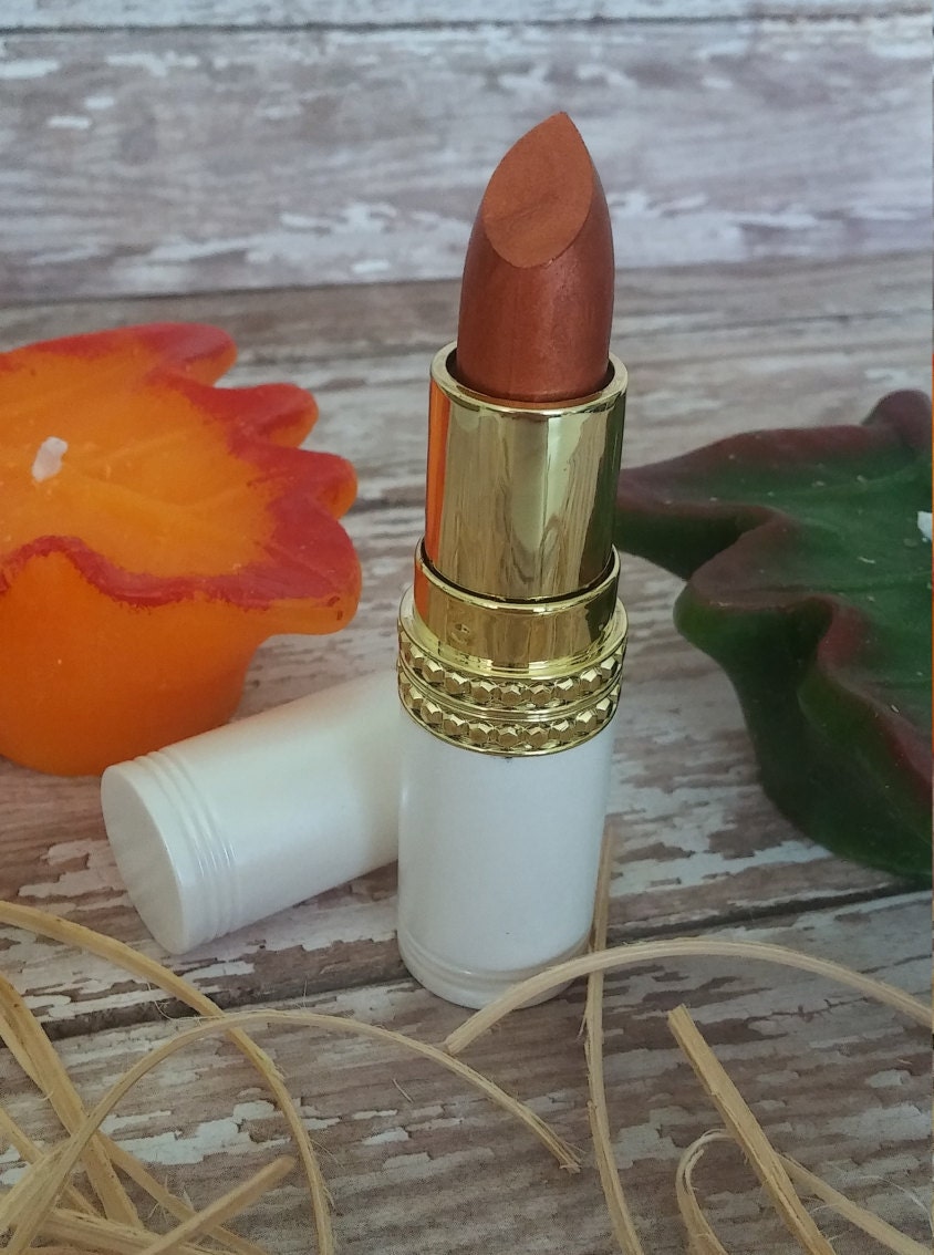 All Natural Lipstick- Pumpkin Spice- Fall Collection- Golden Red Orange with Pumpkin Shimmer- Holiday Favorite- Autumn Shade