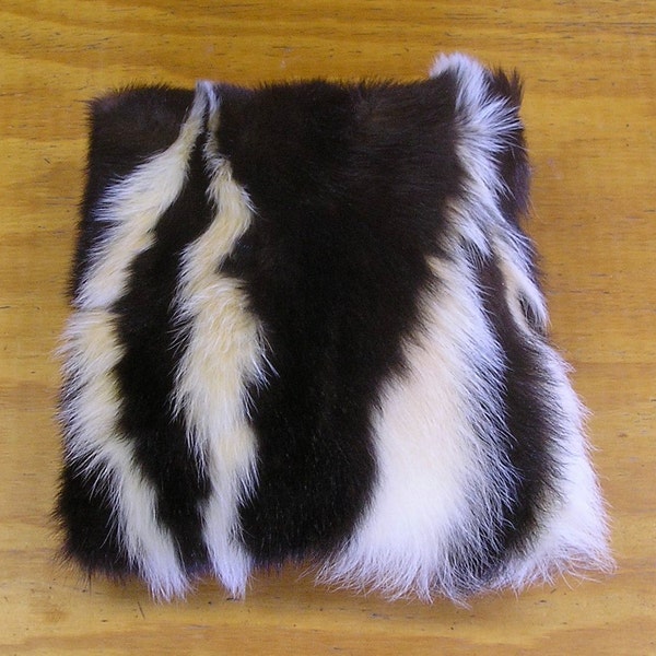 Skunk Fur Pillow with Black Color Deer Leather Back