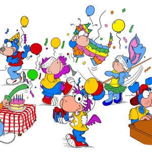 Digital Cartoon Birthday Clip Art,Cartoon Birthday characters,Digital Birthday characters,Birthday Party Cartoon Clip Art,Character Sets