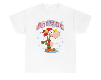 MOOSE CHRISTMAS,Humorous Christmas Tee,Cartoon Christmas Tee,Cute Christmas Shirt,Santa Moose,Funny Holiday t-shirt, Funny Christmas t-shirt