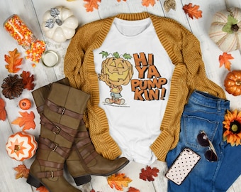 Grappig Halloween-T-shirt voor haar, leuk Halloween-T-shirt voor haar, HiYa-pompoen, Pumpkin-T-shirt voor haar, Cartoon pompoencadeau, leuk griezelig T-shirt voor haar