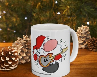 Holiday Santa Mug,Christmas Gift Musician,Christmas Musicians Gift,Xmas Santa Mug,Cartoon Christmas Mug,Holiday Gift Mug,Cartoon Santa Mug