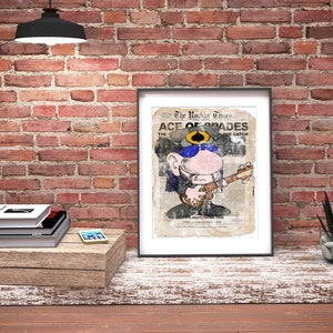 Classic Rock Heavy Metal Inspired 8&quot; x 10&quot; Digital Cartoon Music Art Print