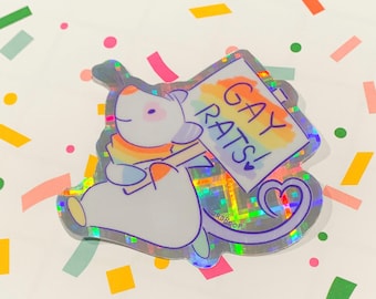 Sticker holographique Rats gays