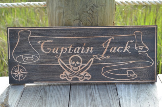 Items similar to Pirate Wood Name Sign: Newborn Plaque Baby Gift Baby ...