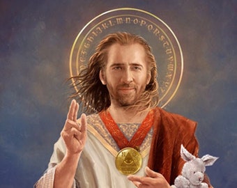 Nicolas Cage painting, Saint Nic of Cage, Open Edition X-Large print