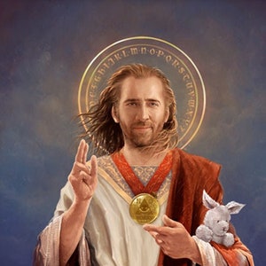 Nicolas Cage painting, Saint Nic of Cage, Open Edition medium print image 1