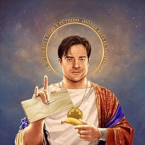 Brendan Fraser painting, Saint Brendan of Fraser, Open Edition large print