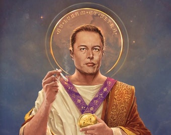 Elon Musk painting, Saint Elon of Musk, Open Edition small print