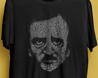 Poe t-shirt Edgar Allan Poe Nevermore Raven text portrait tshirt - great for students!