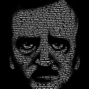 Edgar Allan Poe, Nevermore, Text Portrait, Open Edition Large print