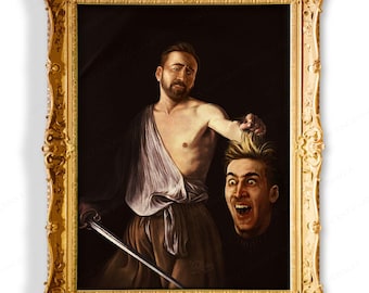 Nic Cage painting, Nicolas with the head of Cage (after Caravaggio), Open Edition X-Large print