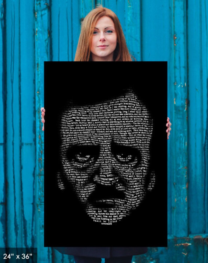 Edgar Allan Poe, Nevermore, Text Portrait, Open Edition X-Large print image 2