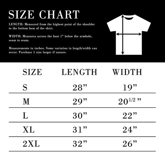 Thompson tee size chart deals