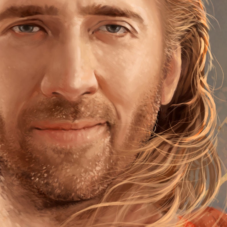 Nicolas Cage painting, Saint Nic of Cage, Open Edition medium print image 3