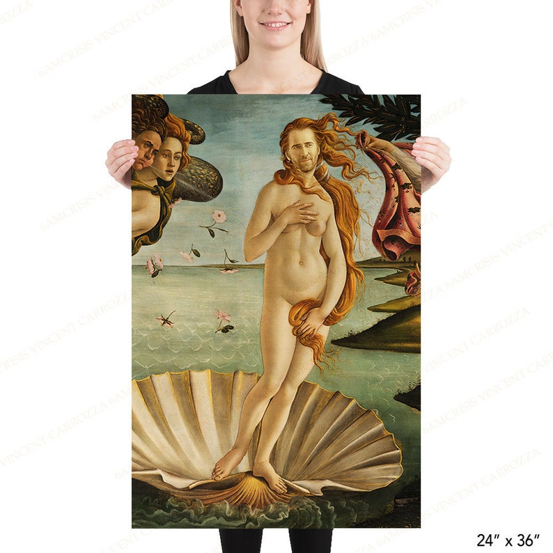 Nic Cage painting, The Birth of Nicolas Cage after Botticelli, Open Edition X-Large print image 6