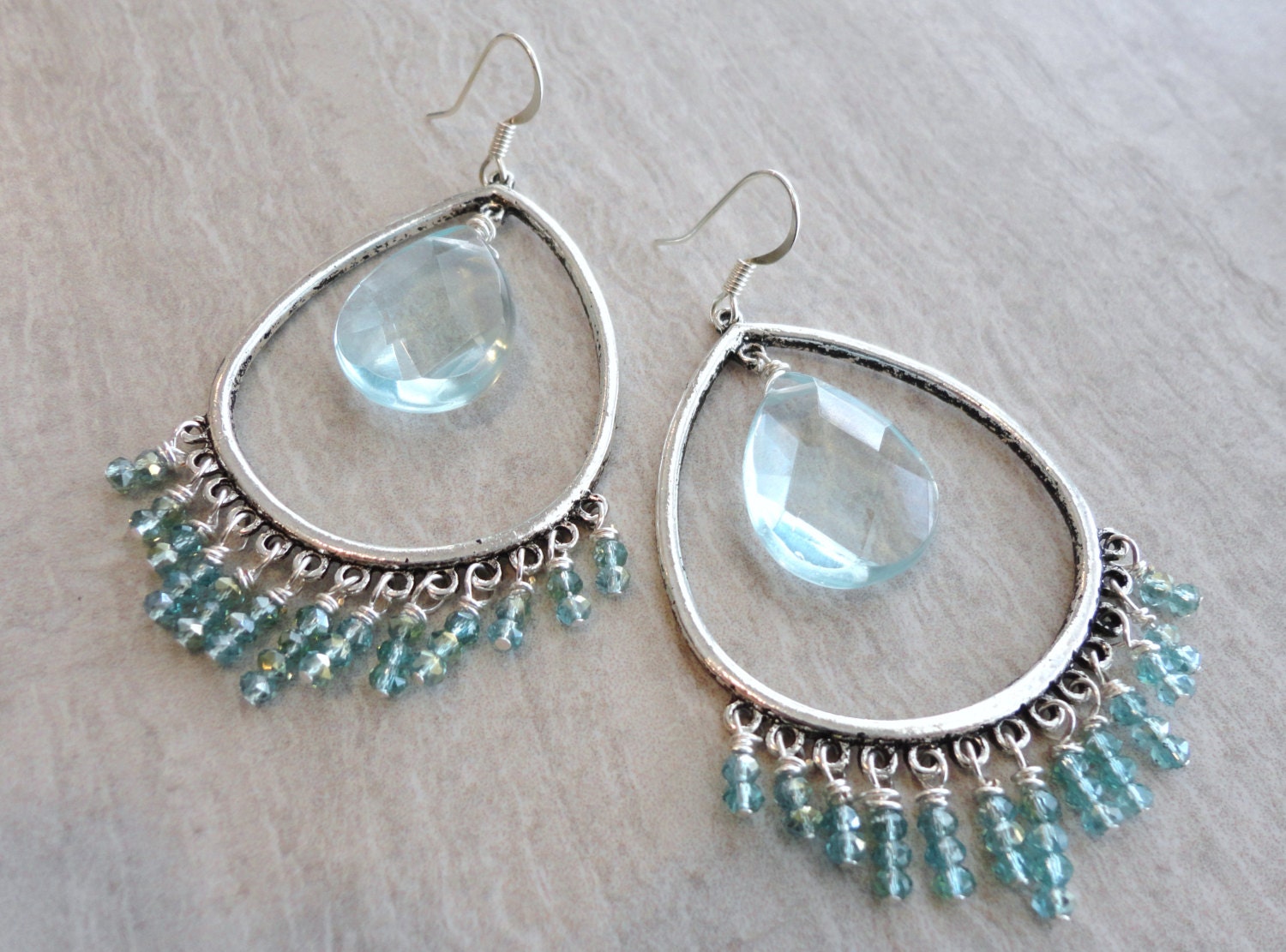 Blue Chandelier Earrings Blue and Silver Earrings Blue Etsy