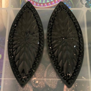 1 pair 20x50mm black horse eye resin sew on rhinestone flat back-D