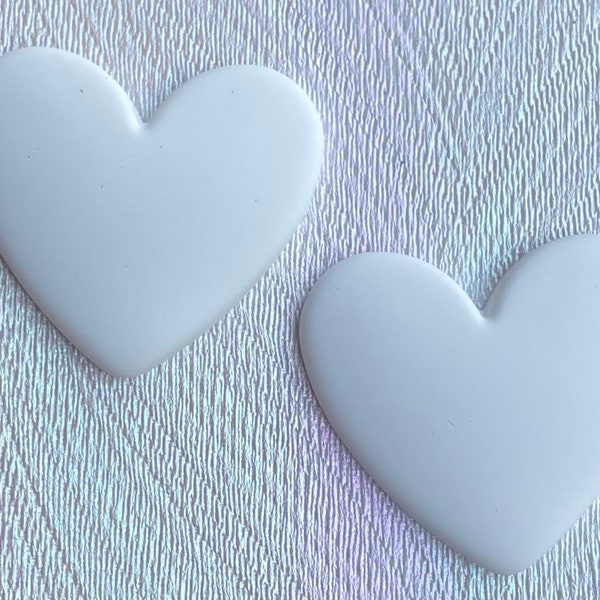 1 pair (2 piece) large 37x35mm white resin heart cabochon