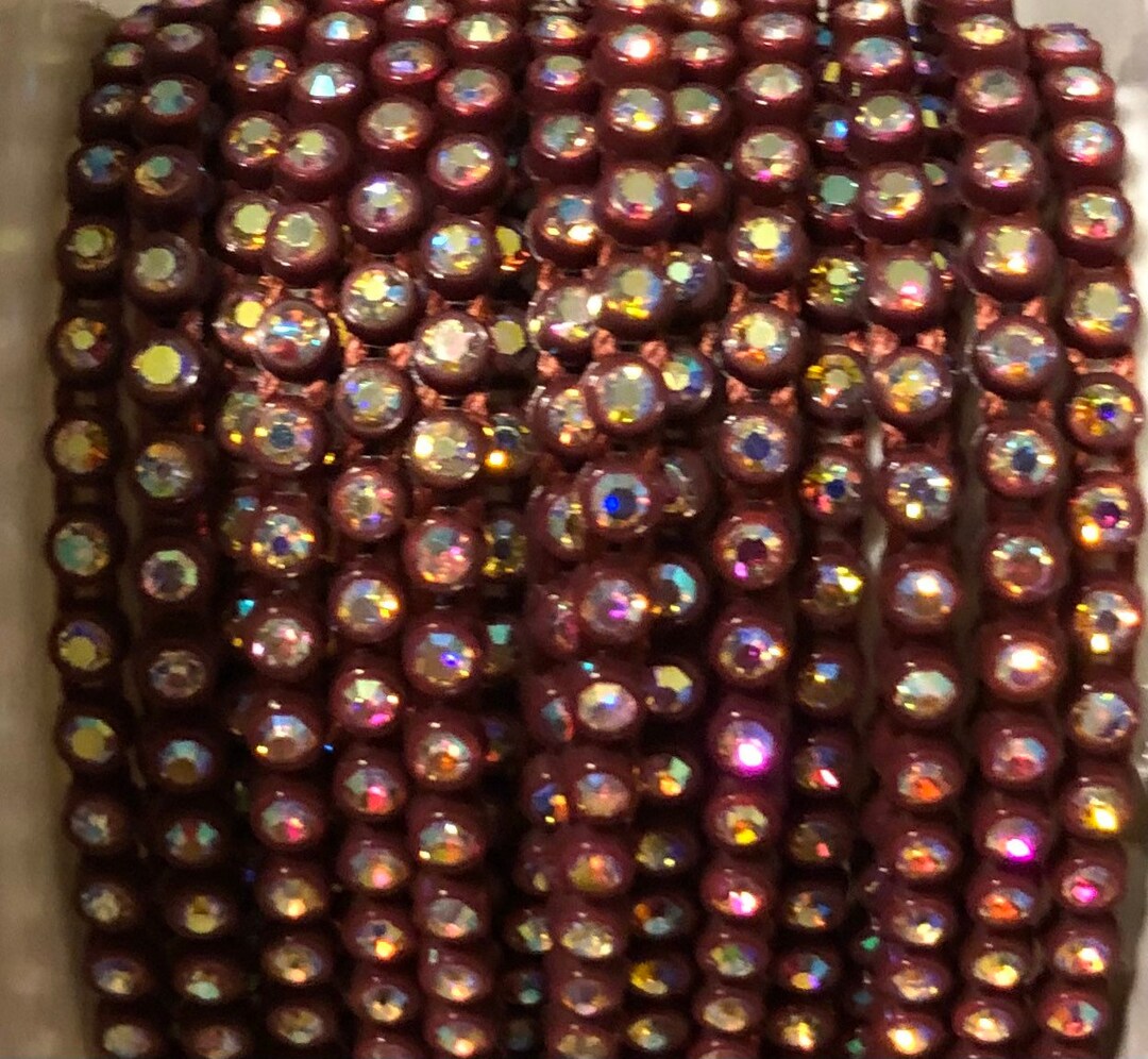 1 Yard SS6 Maroon AB Rhinestone Chain Plastic Banding - Etsy