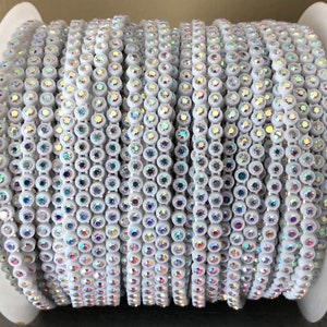 1 yard SS8 2.5mm white AB rhinestone plastic chain banding