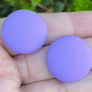 1 Pair- 2 Piece 24MM round Matte Purple resin flatback center cabochon 058