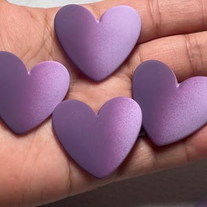 1 pair (2 piece) purple fade large 37x35mm resin matte heart cabochon-007