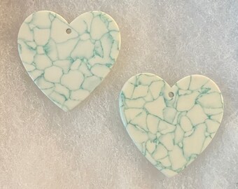 1 pair 30mm off white heart green vein acrylic hole top slab