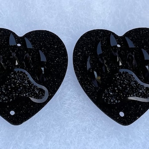 1 pair 25mm 1” black heart claw resin rhinestone sew on flat back 064