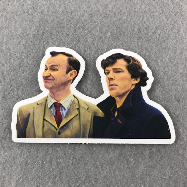 Holmes Brothers BBC Sherlock Fan Art Sticker | Mycroft Holmes Sherlock Holmes Fandom Diecut Sticker | Mark Gatiss Benedict Cumberbatch