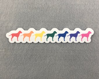 Rainbow Dog Labrador Retriever Strip Sticker | Die Cut Matte Vinyl Sticker Spectrum Gradient Colorful