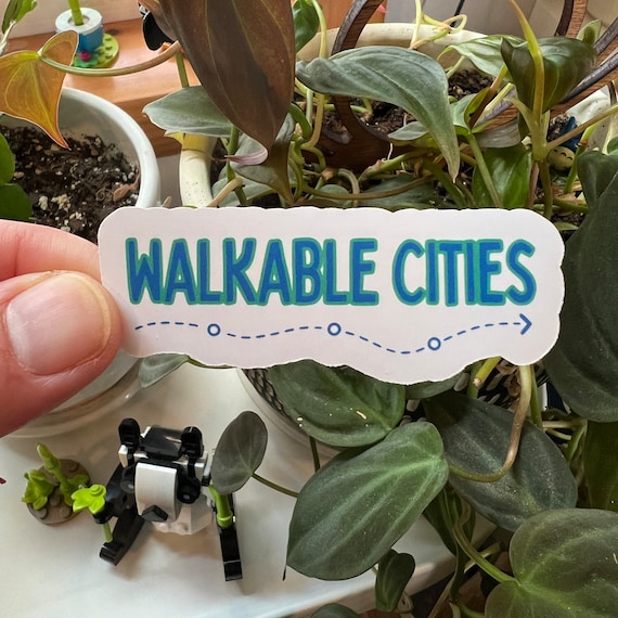 Walkable Cities Matte Sticker | Die Cut Enviromental Mental Health Climate Change Accessibility Urban Planning Public Transportation Maps