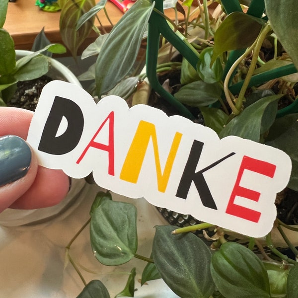 Danke German Die Cut Typography Sticker | Matte Vinyl Bye Thank You German Flag Germany Sticker | German Words Language