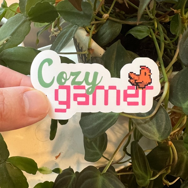 Cozy Gamer Pixelated Chicken Retro Gaming Die Cut Matte Sticker | Video Gamer 8 Bit Calming Nerdy Geek Kindle Laptop Stickers Games