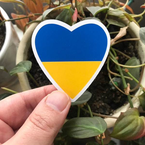 Ukraine Flag Heart Ukrainian Flag Matte Vinyl Diecut Sticker Proceeds To Benefit Charity Support Ukraine Peace Antiwar Pacifist Sticker