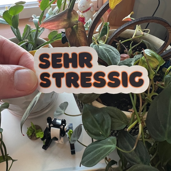 Sehr Stressig German Die Cut Typography Sticker | Matte Vinyl Very Stressful Typography Germany Sticker | German Words Language Midwest