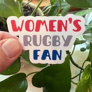 Women&#39;s Rugby Fan Red Blue Gray Sports Typography Matte Sticker | Women&#39;s Sports Rugby 7s Rugger Athletics Kindle Phone Laptop Sticker