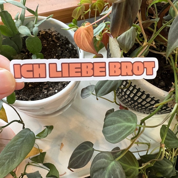 Ich Liebe Brot German Typography Matte Sticker | I Love Bread Germany Language Die Cut | Laptop Kindle German Words German American Sayings