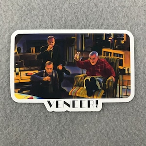 Frasier Sitcom Veneer! Fan Art Fandom Sticker | 90s 2000s Diecut Sticker Frasier Crane Martin Crane Niles Crane KACL Matte Vinyl