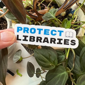 Protect Libraries Matte Sticker | Libraries Librarian Book Lover Reader Bibliophile Nerdy Laptop Kindle Stickers Banned Books Read