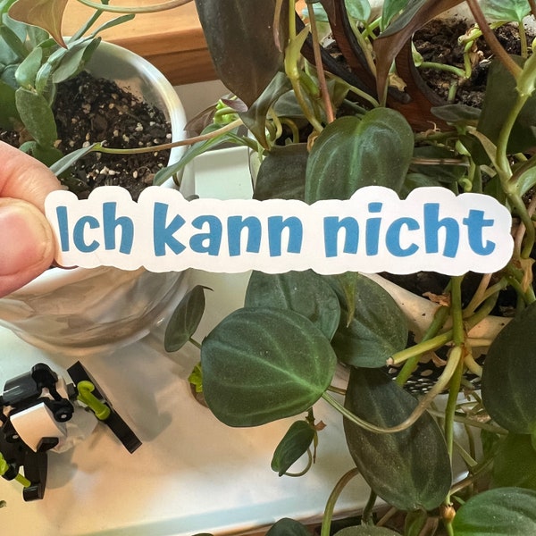 Ich Kann Nicht I Cannot German Typography Matte Sticker | I Can Not Germany German Language Die Cut | Laptop Kindle Words German American