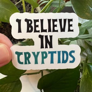 I Believe In Cryptids Matte Die Cut Sticker | Loch Ness Nessie BigFoot Moth Man Yeti Chupacabra Zoology Creature Mystery Spooky Plesiosaurus
