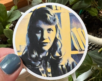 Syliva Plath Portrait Fan Art Sticker | Literary Poetry Author The Bell Jar Ariel The Colossus Sticker Book Lovers Book Gifts Writers