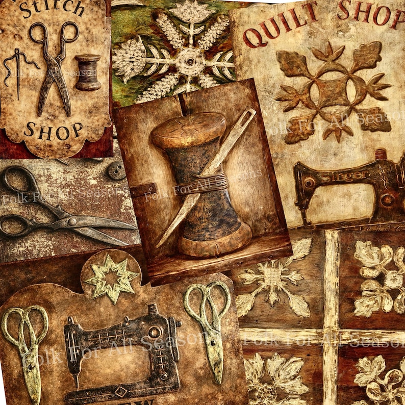 Scissors and Quilt Templates - Digital Download - Enhanced Print of ...